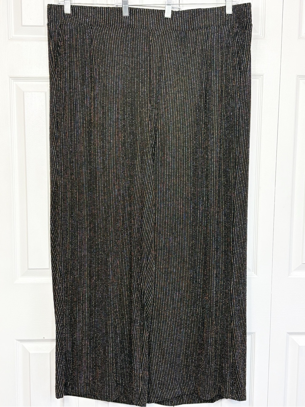 Torrid Black Metallic Shimmer Stripe High Rise Pull-On Wide Leg Pants 4X